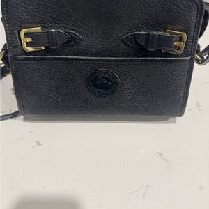 Dooney & Bourke Black Crossbody Bag with Gold Buckles
